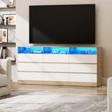 STIKELY 9 Drawer Dresser for Bedroom with Power Outlet and LED Light, Dresser Chest of Drawers for Closet, Modern Dressers Organizer Cabinet for Living Room, Entryway, Hallway STIKELY