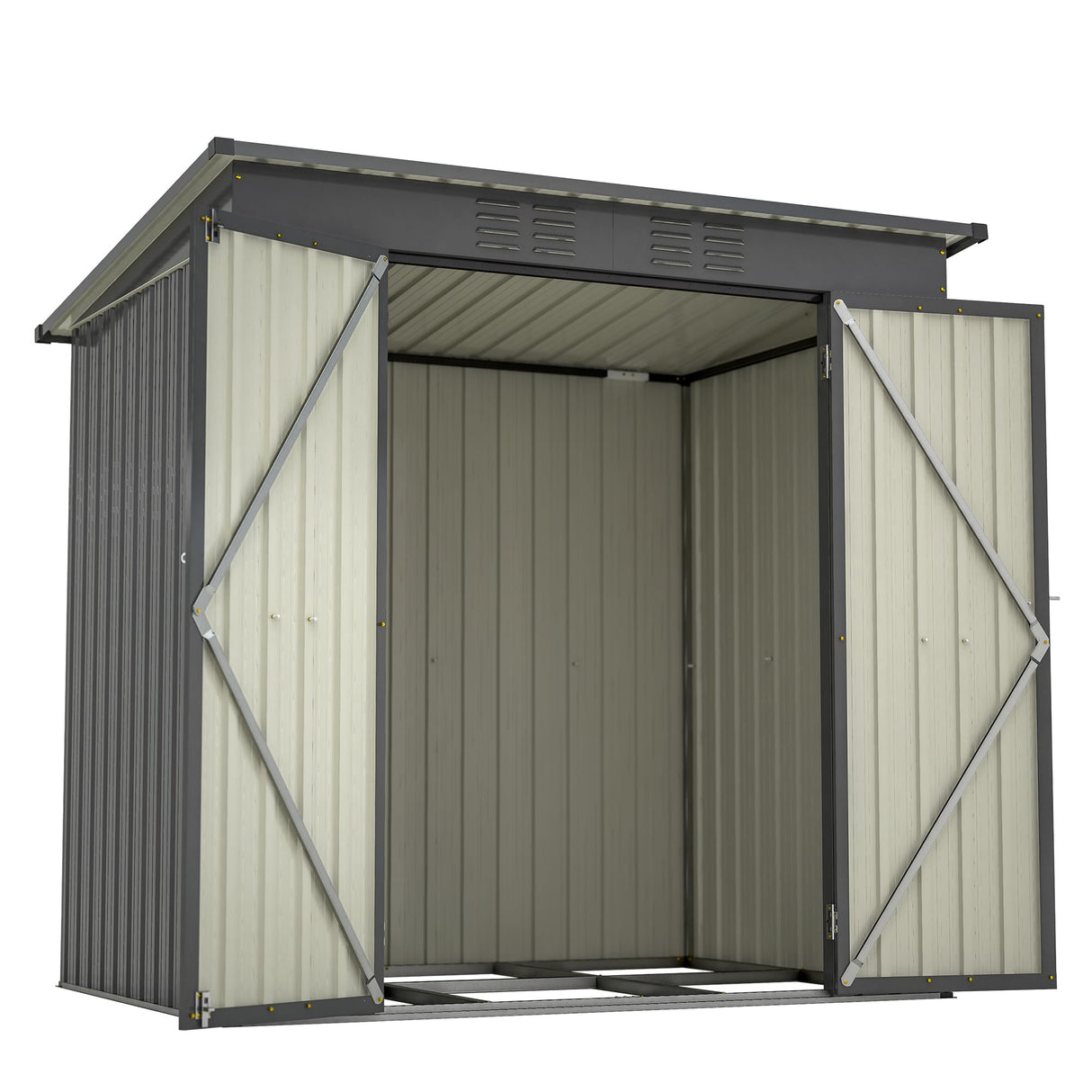 6x4 FT Outdoor Storage Shed with Lockable Double Doors, Aluminum Frame, Weatherproof with Frame Floor, Metal Tool Shed for Garden, Backyard, Patio, and Equipment Storage Mulinsonfly