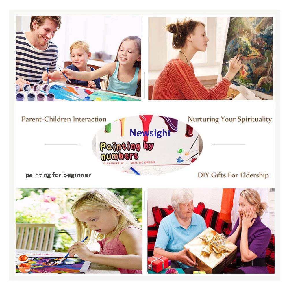 Newsight Paint by Numbers for Adults & Kids & Beginners DIY Acrylic Painting Gift Kits Drawing Paintwork with Paintbrushes 16 * 20inch Venice Street Newsight