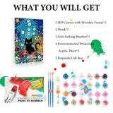 Fountor Paint by Numbers Kit for Adults Beginner & Kids Ages 8-12 with Wooden Frame Easy Acrylic on Canvas 8x12 inch with Paints and Brushes, Paint by Numbers Flowers Cat for Gift Home Wall Decor Fountor