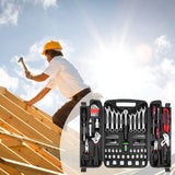 TLGREEN 95 Piece Tool Set, Tool Kit, Mechanics Tool Set, Portable Toolbox with Adjustable Wrench Pliers Socket Bits, with Plastic Toolbox, for House Apartment Garage (Red) TLGREEN