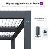 PURPLE LEAF 11' x 15' Adjustable Louvered Pergola with Drainage System Aluminum Outdoor Pergola with White Sun Shade Roof Hardtop Gazebo Metal Patio for Deck Backyard Garden PURPLE LEAF