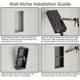 dancrul Stainless Steel Shower Niche, 24" X 12" Recessed Shower Shelf, Ready to Tile Niche for Bathroom Storage, Matte Black dancrul