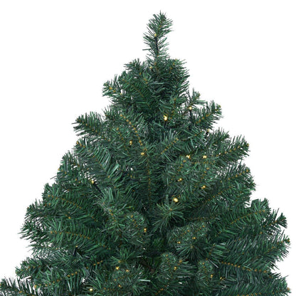 COSTWAY 7FT Pre-Lit PVC Artificial Christmas Tree Auto-Spread/Close up Premium Spruce Hinged w/ 300 LED Lights & Metal Stand, Green (7 FT)