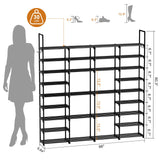 WOWLIVE 4 Row 9 Tiers Extra Large Shoe Rack 72-80 Pairs Big Tall Metal Shoe Shelf, Heavy Duty Organizer for Closet Entryway, Boot Rack Storage Stackable Stand for Garage Black WOWLIVE