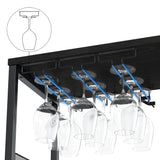 GarveeHome 3-Tier Wine Bar Cabinet with LED Lights, Detachable Wine Rack and Storage Space, Buffet Cabinet with Glass Holder and Mesh Door, for Kitchen, Living Room and Bar, Black GarveeHome