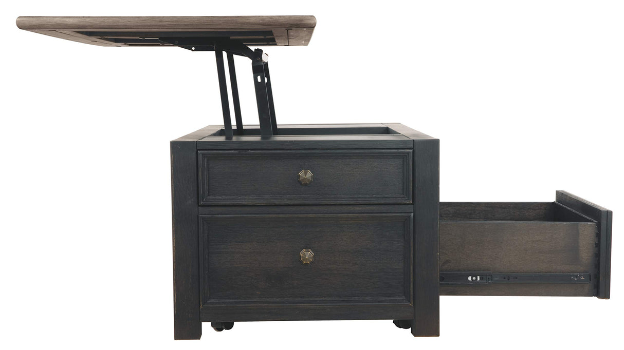 Signature Design by Ashley Tyler Creek Rustic Farmhouse Lift Top Coffee Table with Drawers, Brown & Black Signature Design by Ashley