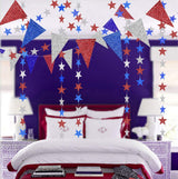 Decor365 Red Blue White/Silver Star Garland Triangle Pennant Banner Kit 4th/Fourth of July USA America Independent Day Celebration Decor Party Hanging Decoration for Bithday/Wedding/Home/Cavinal/Home Decor365