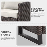 HUMMUH 10 Piece Patio Furniture PE Wicker 6-Seater Outdoor Sectional Sofa with Dinning Table Patio Swivel Chairs Outdoor Chairs for Porch,Garden,Backyard,Deck(Brown/Beige) HUMMUH