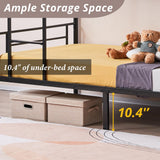 Karl home Black Bunk Bed Twin Over Twin, Metal Bunk Bed with Built-in Ladder and Safety Guardrail, Space-Saving Twin Bunk Beds for Kids, Teens & Adults, No Box Spring Karl home