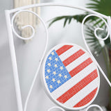 Outsunny 3 Piece Patio Bistro Set, Folding Outdoor Furniture with USA Mosaic Table and Chairs, Portable Metal Frames for 4th of July, Balcony, Backyard, Poolside, Porch, American Flag Outsunny