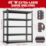 Lauxery Heavy-Duty Garage Shelving Unit | 3000lbs Capacity | Easy Assembly | Innovative Honeycomb Shelves | 5-Tier Adjustable Industrial Shelf for Basement/Pantry/Warehouse| 72" H x 48" W x 18.9" D Lauxery