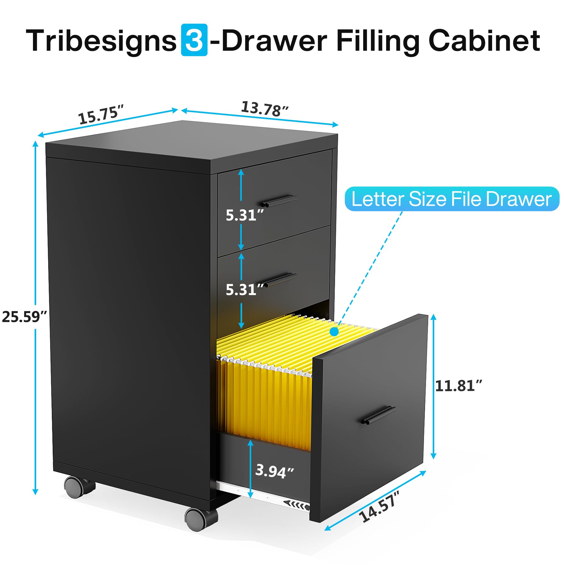 Tribesigns 83" L-Shaped Executive Desk, Large Office Desk with 3-Drawer Mobile File Cabinet, Industrial Computer Desk with Storage Drawers, Business Furniture Table Workstation for Home Offic - WoodArtSupply