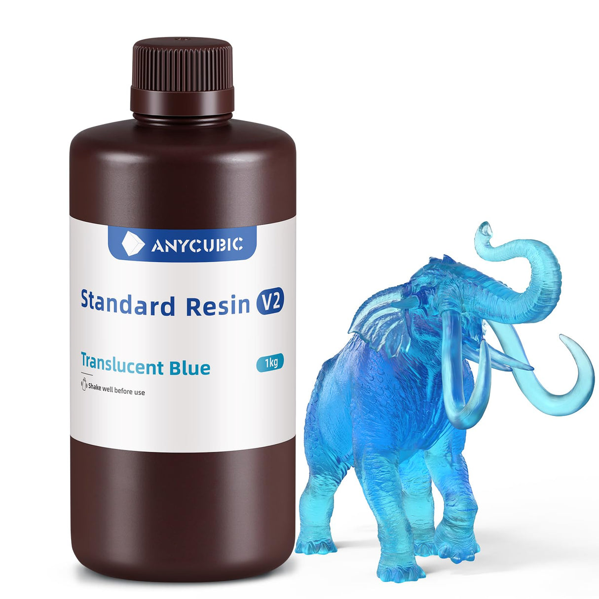 ANYCUBIC 3D Printer Resin, Upgraded 8K Standard Resin V2, Enhanced Toughness and Strength, Lower-Odor, High Precision 3D Printing Resin for All LCD Resin 3D Printers (Clear Blue, 1kg) ANYCUBIC
