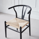 Lecafur HL Wishbone Dining Chairs Set of 6 Metal Mid Century Modern Weave Kitchen Chairs, Black Finish Lecafur HL