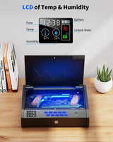 movgul Gun Safes, Biometric Pistol Safe with LCD Display of Temperature Humidity USB Port, Gun Safes 3 Ways Quick Access Fingerprint Handgun Safe for Nightstand Car movgul