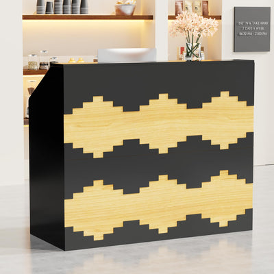 47.2 inches Reception Desk with Counter Modern Front Table Checkout Counter Table Retail Counter for Reception Room,Salon,Office,Store,Shop,Clinic,Lobbies,Retail,Home,Black