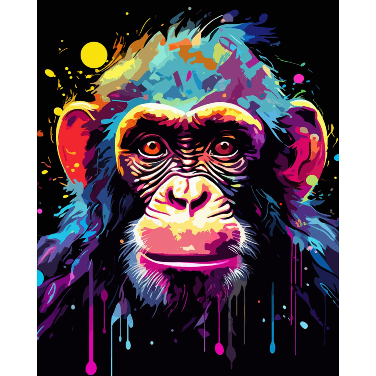 Tucocoo Graffiti Monkey Paint by Number for Adults, DIY Digital Oil Painting Kits on Canvas with Brushes and Acrylic Pigment, Animal Cartoon Style Colourful for Home Wall Decor 16x20inch (Frameless) Tucocoo