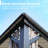 Kozyard 10'x12' Hardtop Gazebo - Permanent Metal Pavilion with Netting Shaded Curtains for Patio, Backyard, and Deck - Galvanized Steel Outdoor Aluminum Canopy, Double Roof Gazebo (Grey) Kozyard