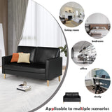 VAMEPOLE 57" Modern Sofa Couch, Black Faux Leather Loveseat for Living Room, Comfy Office Love Seats, Small Couches for Small Space VAMEPOLE
