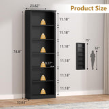 Thacuok 75" Tall Bookshelf & Bookcase, 6-Tier Adjustable Storage Shelves, Book Shelf with Anti-Tipping Device, Modern Display Rack for Living Room, Bedroom, Office Thacuok