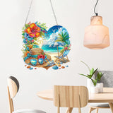 ARPADAMO Hanging Diamonds Art kit for Adult,DIY Summer Beach Pendant Diamonds Painting Art Kit, 7.2x7 inch Acrylic Diamonds Painting Board Kit Ornament, Special Crystal Diamond Hanging Ornament ARPADAMO