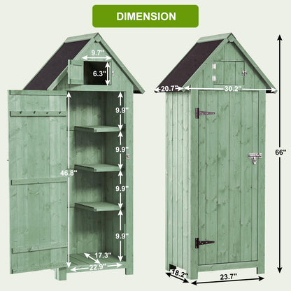 GAOMON Outdoor Wooden Storage Shed, Garden Wood Tool Cabinet, Solid Sheds & Outdoor Storage Clearance, Waterproof Sheds with Shelf and Locking Latch for Backyard, Hallway, Patio (Green) - WoodArtSupply