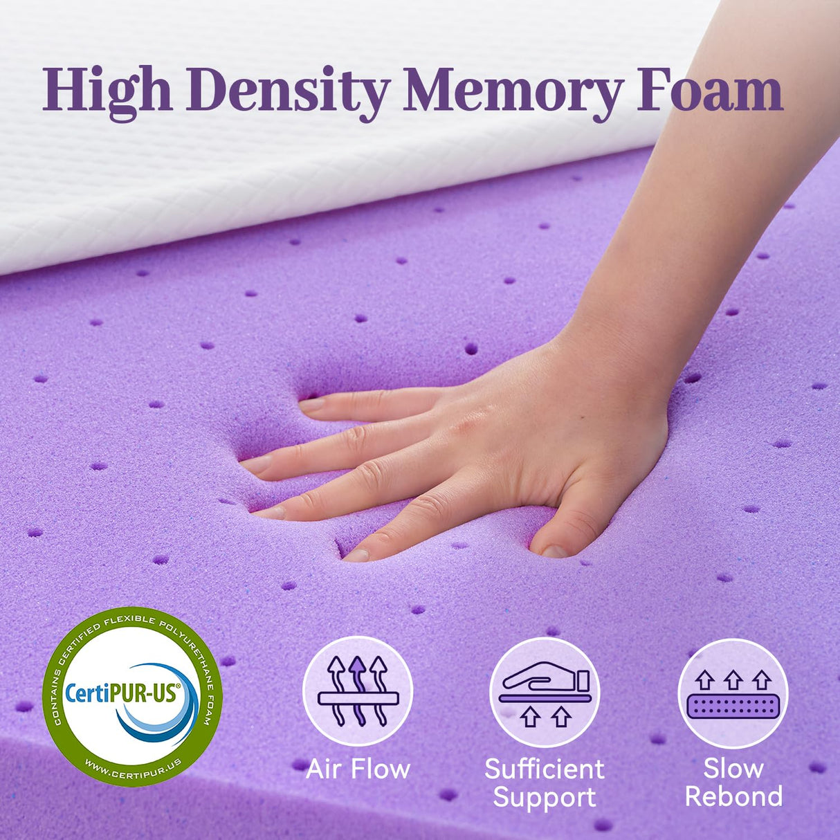 SINWEEK 3 Inch Gel Memory Foam Mattress Topper Queen Size, Ventilated High Density Pad for Back Pain, Bed Topper with Removable Soft Cover, CertiPUR-US Certified SINWEEK