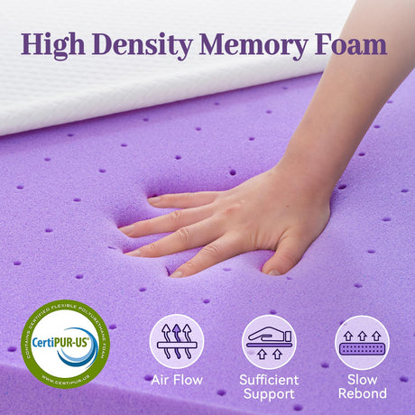 SINWEEK 3 Inch Gel Memory Foam Mattress Topper Full Size, Ventilated High Density Pad for Back Pain, Bed Topper with Removable Soft Cover, CertiPUR-US Certified SINWEEK