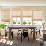 HousCa Blackout No Drill Bamboo Shades, Custom Cordless Bamboo Roman Shades Window Blinds, Natural 100% Bamboo and Linen Blinds for Windows, Deer Horn Brown HousCa