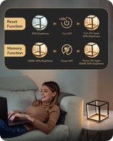 EDISHINE Modern LED Table Lamp, Minimalist Bedside Lamp with Solid Wood Base, 3 Way Dimmable, 3000K/4500K/6000K, 470LM, Black Gold Square Geometric Nightstand Lamp for Living Room, Bedroom, Office EDISHINE