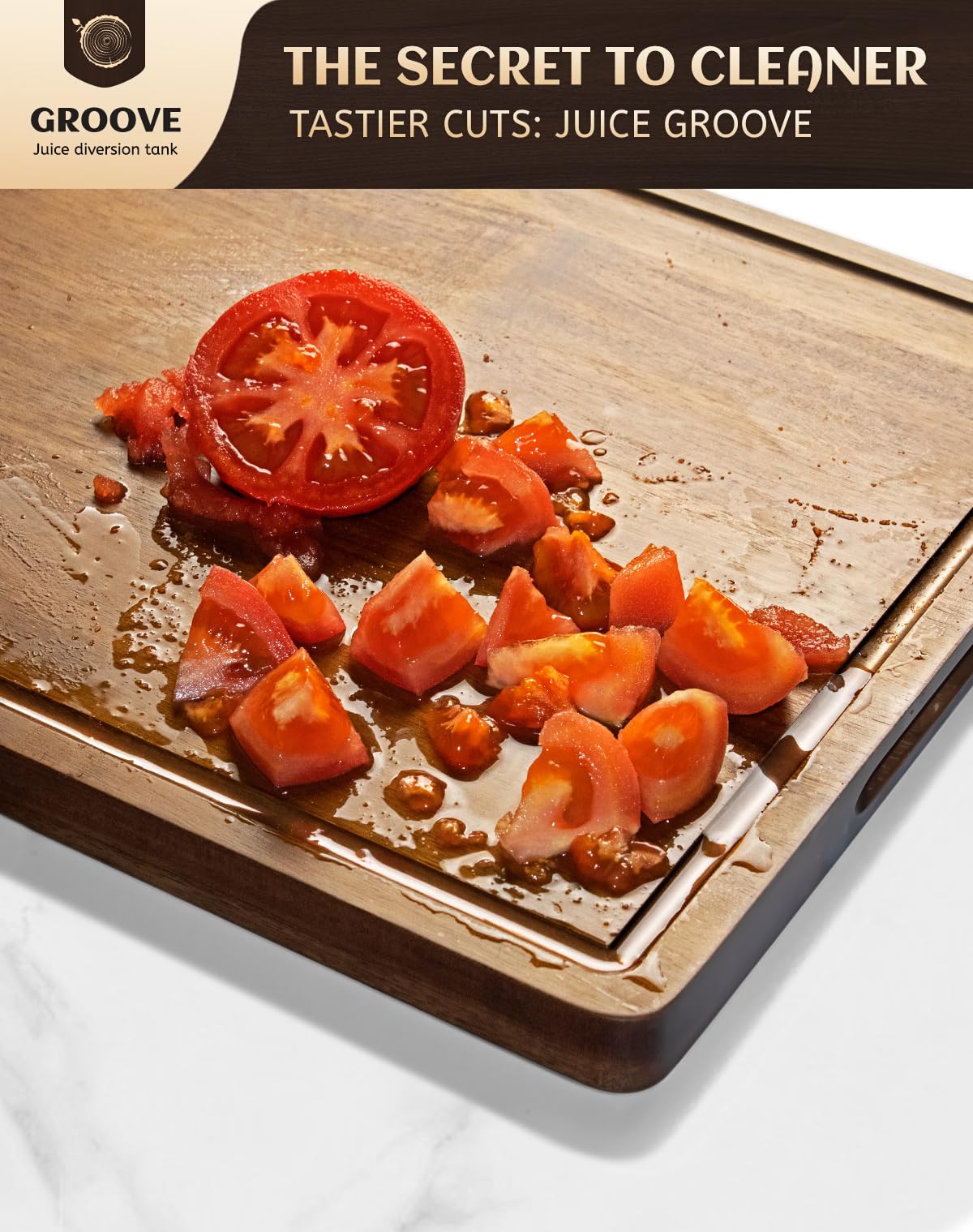 Large Cutting Board Wood for Kitchen, 17x12x1" Reversible Large Wooden Chopping Board Charcuterie boards with Juice Grooves and Side Handles, Ideal Misawce