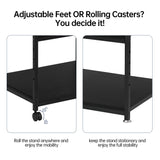 Fannova Printer Stand, 23.6 x18.9 x 29.5 Inches Large Printer Table with Adjustable Storage Shelf, 3 Tier Rolling Printer Cart with Wheels for Home Office, Stand for Heat Press Mini Fridge, Black Fannova