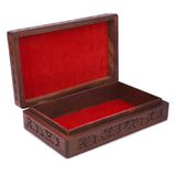 Ajuny Wooden Handcarved Decorative Jewelry Storage Box Flower Design Multipurpose Treasure Chest Keepsake Organizer Necklaces Watch Boxes Great for Gifts 10x6 Inch Ajuny