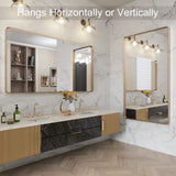 LOAAO 55”X30” Gold Bathroom Mirror, Rounded Rectangle Gold Frame Mirror, Brushed Gold Bathroom Vanity Mirror Wall-Mounted, Anti-Rust, Tempered Glass, Hangs Horizontally or Vertically LOAAO