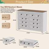 PAKASEPT 10 Drawers Dresser, Farmhouse Dresser for Bedroom, Wood Dressers & Chests of Drawers White Dresser Closet Organizers for Bedroom,Hallway PAKASEPT