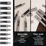 10 Pcs Leather Hole Punch Cutter 0.5mm-3.5mm Hollow Punch Set for Leather Crafting Round Hollow Tools for Watch Bands Belts Canvas Paper Rubber Soft Material Working Jmuiiu