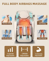 RelaxRelife Full Body Zero Gravity Massage Chair with Body Scan 4D Intelligent Shiatsu Strecth Massage, Back/Leg Heated with AI Voice Control Bluetooth Speaker Airbags SL Track Massage Beige RelaxRelife