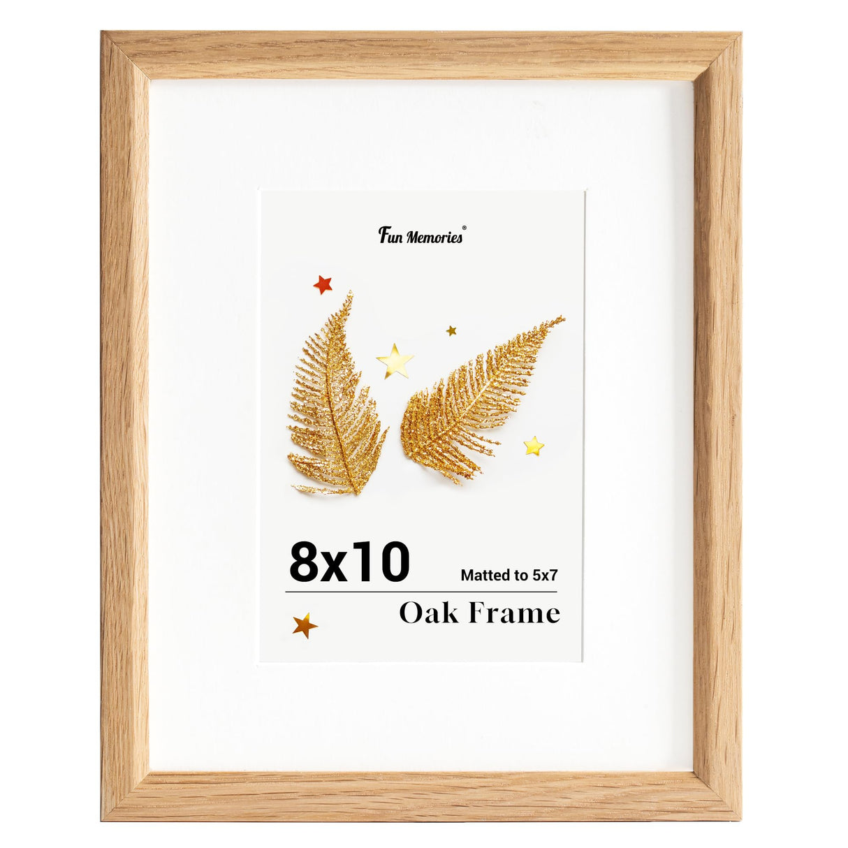 Fun Memories 8x10 Oak Picture Frame for Wall, 8x10 Frame with Matted to 5x7, Solid Wood Picture Frames for Wall Art Photo and Prints (Beige, 1 Pack) Fun Memories