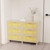 Derfullo 6 Drawers Dresser for Bedroom, Wood Rustic Wide Chest of Drawers, Storage Dressers Organizer for Bedroom, Living Room, Hallway Derfullo