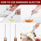 QPMR Meat Injector Syringe Kit, 2-oz Large Capacity Marinade Turkey Injector with 3pcs Stainless Steel Marinade Injector Needles for BBQ Grill Smoker & Turkey & Brisket QPMR