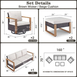 Belord 5 Piece Patio Furniture Set with Swivel Chairs, PE Wicker Patio Sofa Set Outdoor Swivel Rocker Patio Chairs with Anti-Rust Metal Wide Armrests for Deck Backyard Sunroom Belord