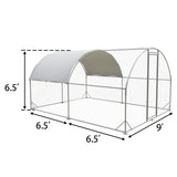 Large Metal Chicken Coop,Outdoor Chicken Coop Run Chicken Shelter with Water-Resident and Anti-UV Cover,Dome Roof Walk-in Poultry Cage Duck Rabbit House for Outside,Backyard and Farm,9'x13'x6.5' HOOYEAH