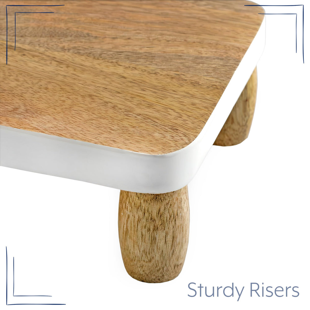 AuldHome Farmhouse Wooden Risers (Set of 2, Rectangular); Rustic Decorative Pedestal Stands for Display w/ Natural Mango Wood and Enamel Trim AuldHome Design