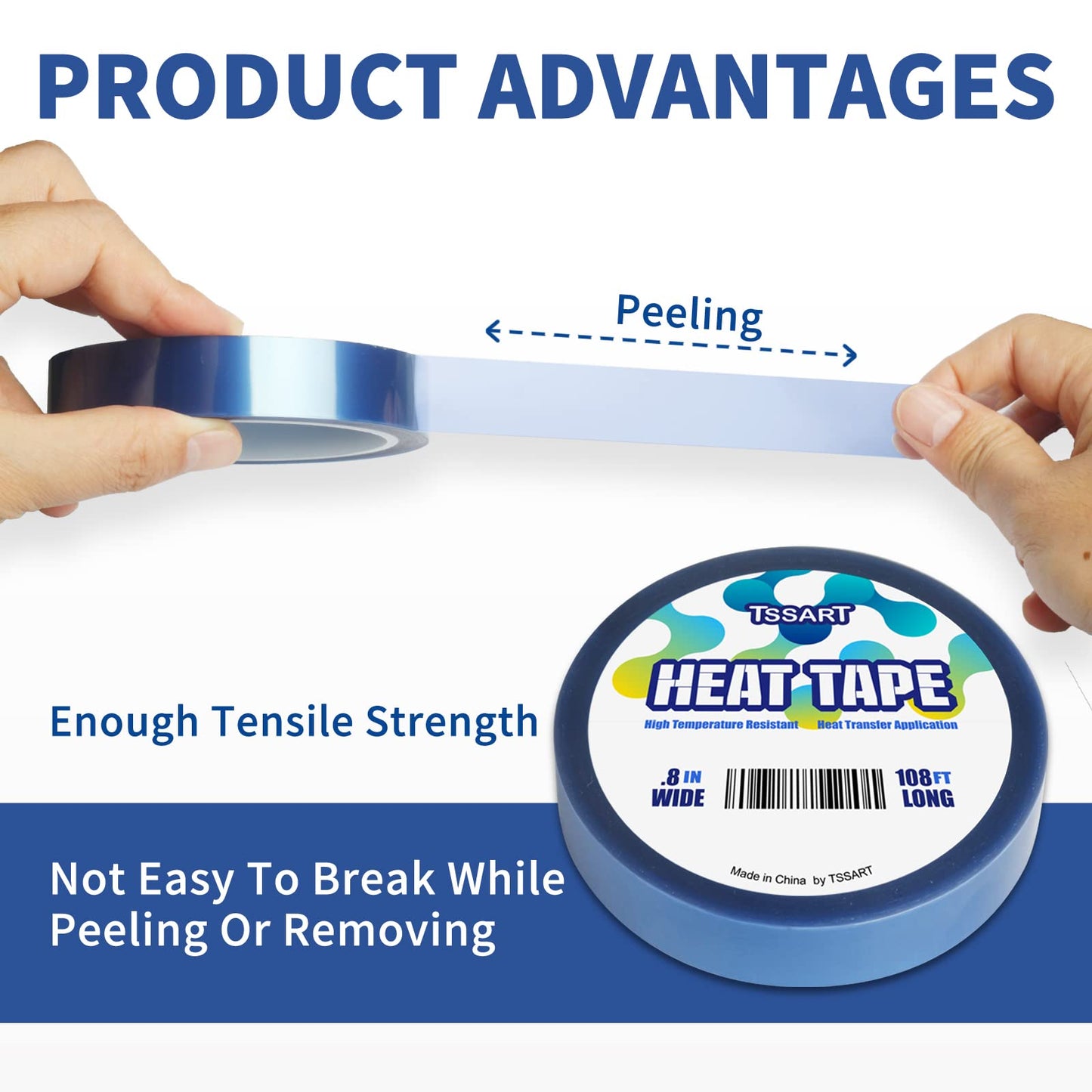 TSSART 4Pack Heat Resistant Tape - Blue Heat Press Tape 0.8 inch Wide 108FT Long for Vinyl Sublimation Heat Transfer Application, Oxidation and High Temperature Resistance Easy Peeling Residue Free