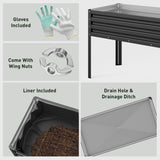 mestyl Galvanized Raised Garden Bed Outdoor for Vegetables Flowers Herb, Elevated Metal Planter with Legs, Metal Garden Box for Gardening Backyard, Easy Assembly, 48x24x32in, Black mestyl