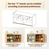 HollyHOME Burlywood Bamboo Wall-Mounted Kitchen Pantry with Sliding Glass Doors and Ample Storage HollyHOME