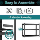 BESFUR 3-Tier Metal Shelving Unit, Adjustable Garage Shelves, Heavy Duty Garage Storage Shelving Unit for Warehouse Pantry Closet Kitchen, 15.8"*35.5"*35.5", Black BESFUR