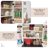 LUXOAK 72" Tall Farmhouse Kitchen Pantry with Rivet Barn Doors, Rustic Wood Cupboard Storage Cabinet/w Drawer & Adjustable Shelves for Dining Living Room, Bathroom & Hallway, Antique White LUXOAK