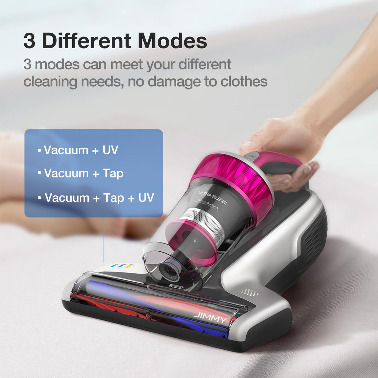 Jimmy WB73 Mattress Vacuum Cleaner, Pet Hair Vacuum, Bed Vacuum with UV & Ultrasonic, Strong Suction, Dust Recognition and Anti-allergen (WB73, Corded) Jimmy